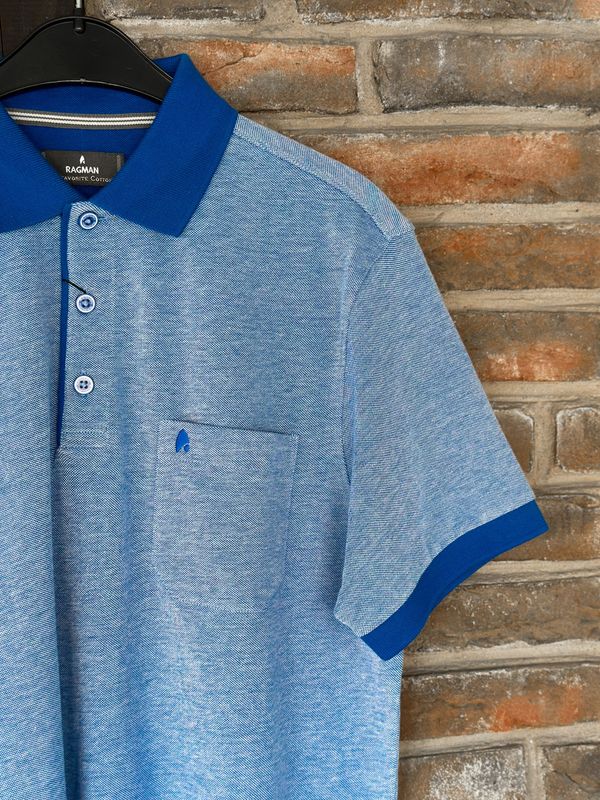 Herren Poloshirt - Ragman blau Herren Poloshirt - Ragman blau