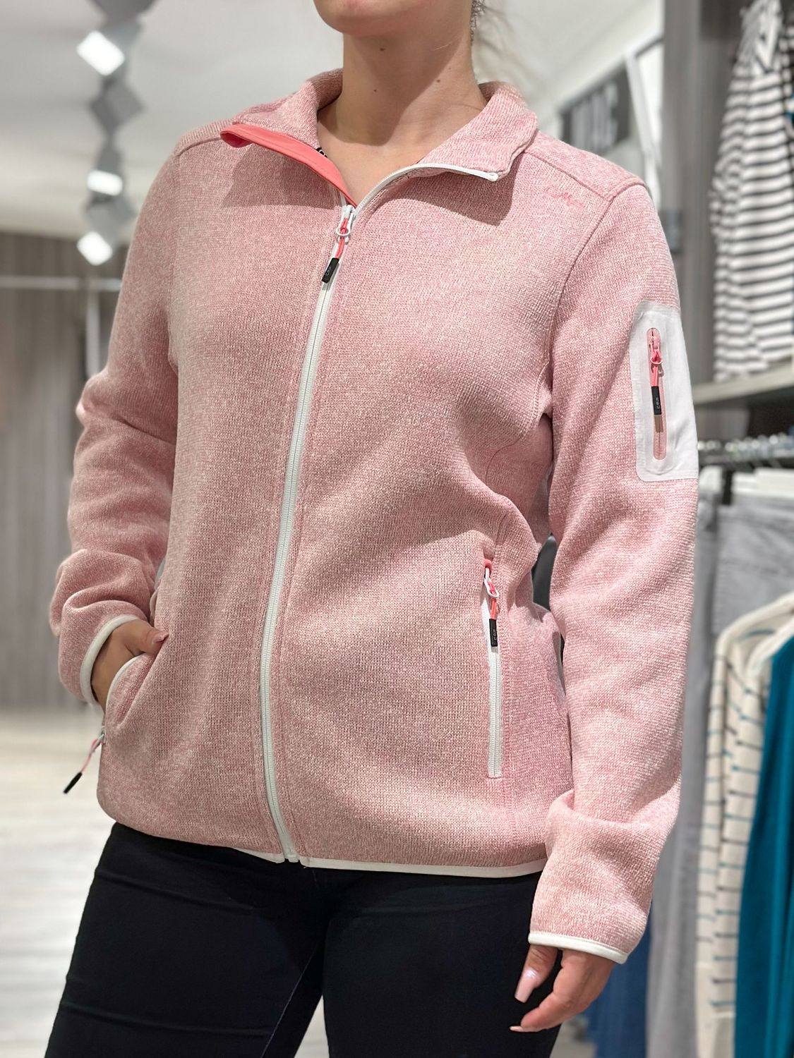 Damen Strick Fleece -rose/weiß melange - CMP
