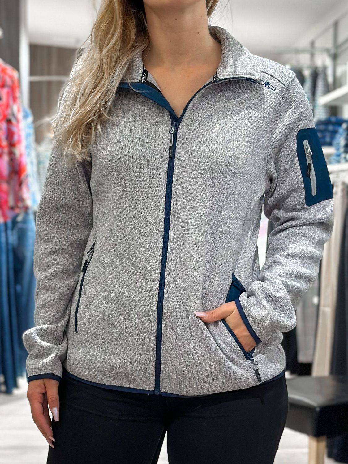 Damen Strick Fleece -grau melange - CMP