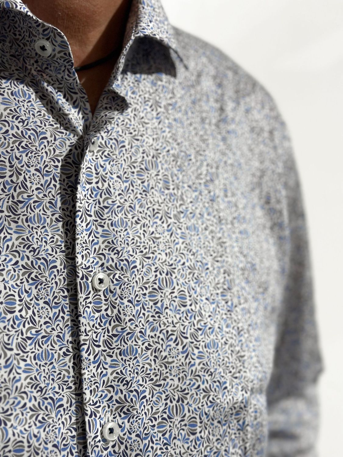 Herren Hemd 1/1 - blau gemustert - Eterna