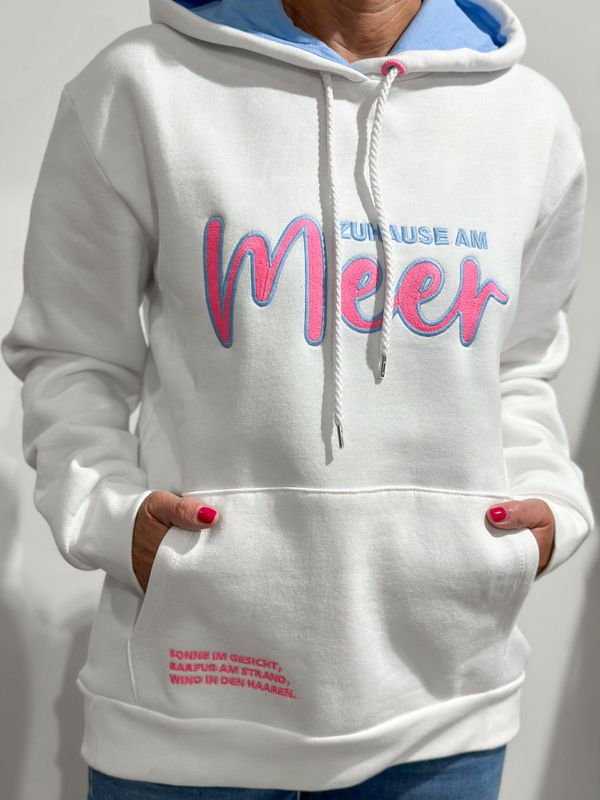 Hoodie Zwillingsherz - weiß - Zuhause am Meer Hoodie Zwillingsherz - weiß - Zuhause am Meer