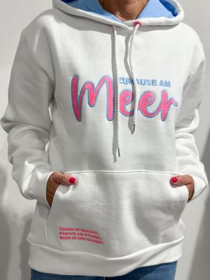Hoodie Zwillingsherz  - weiß -  Zuhause am Meer