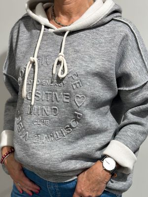 Hoodie Zwillingsherz  - grau -  double face