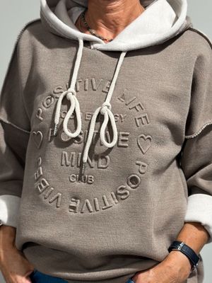 Hoodie Zwillingsherz - taupe/braun - double face Hoodie Zwillingsherz - taupe/braun - double face