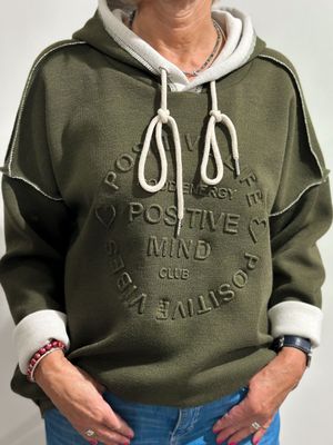 Hoodie Zwillingsherz  - khaki -  double face