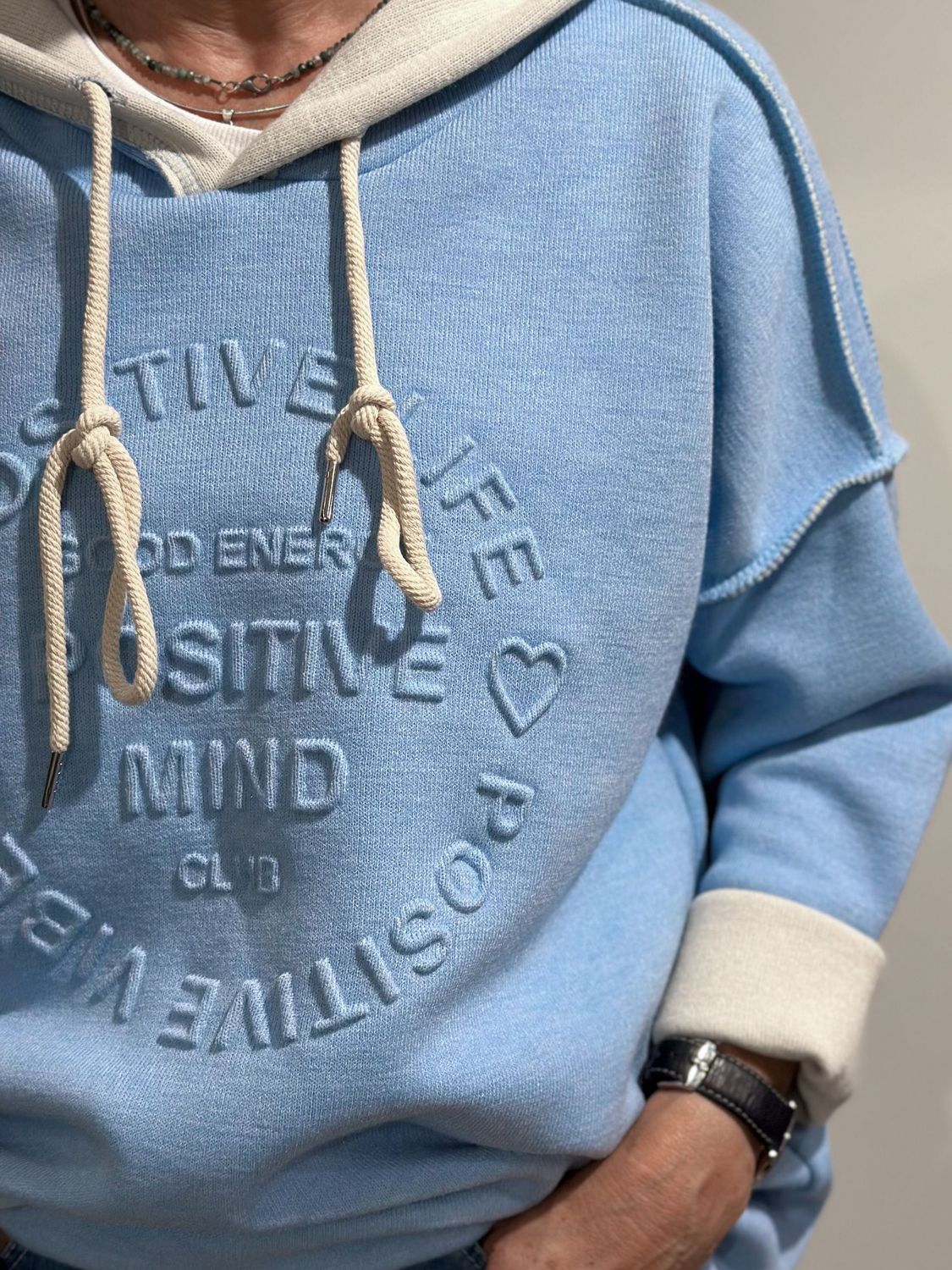 Hoodie Zwillingsherz  - hellblau -  double face