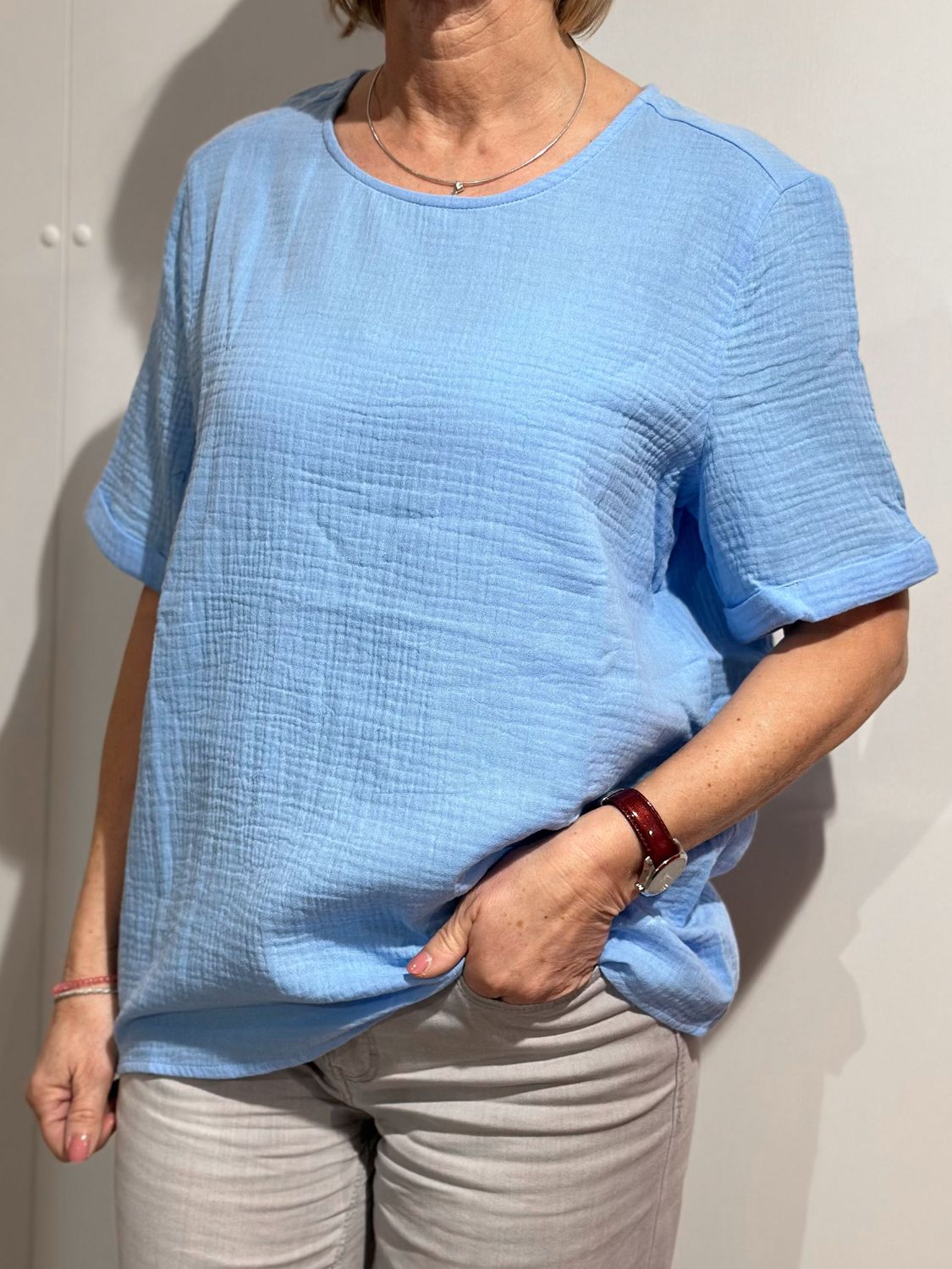 Musselin Shirt - hellblau - Navigazione