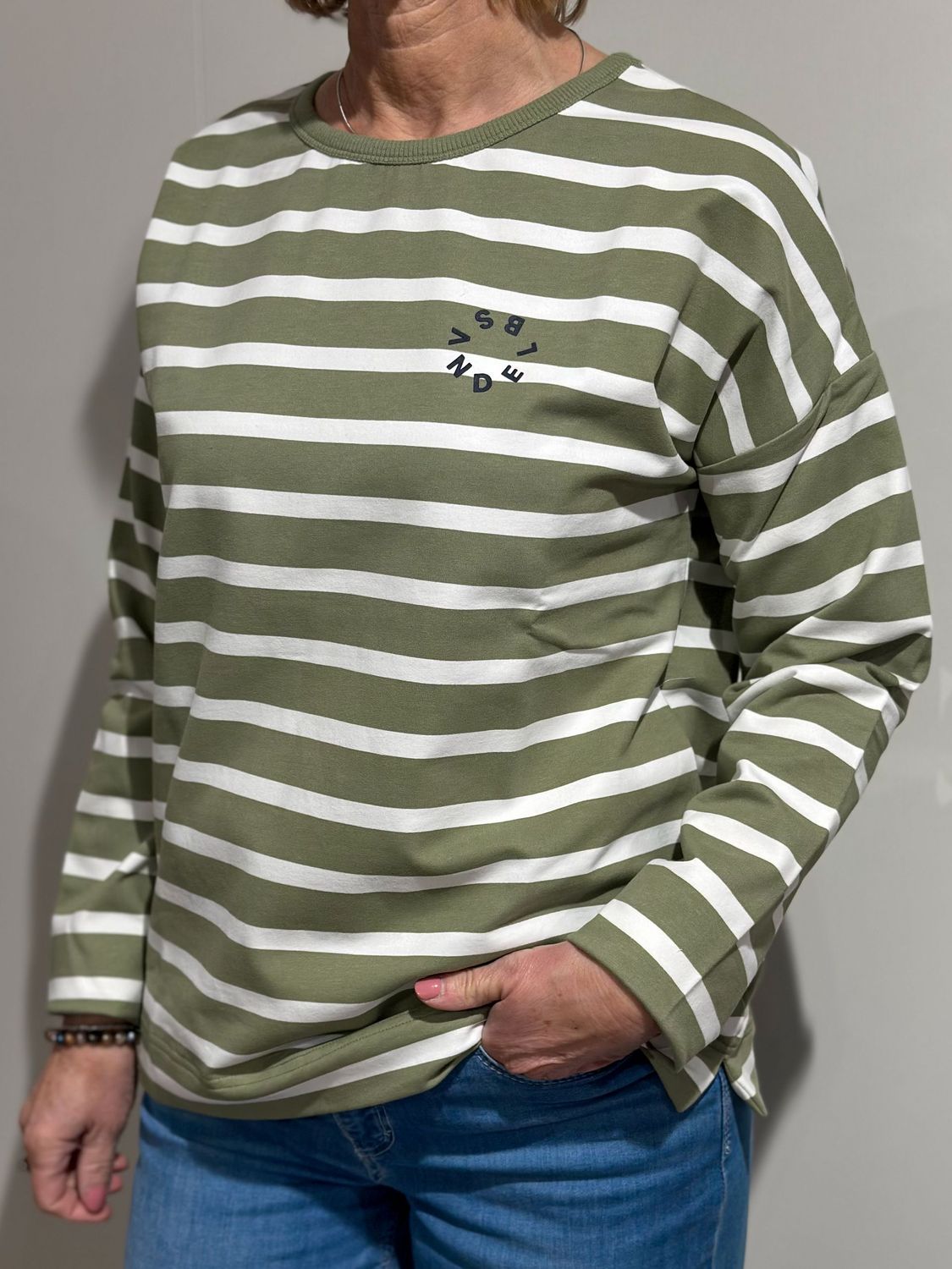 Sweatshirt - Elva - Green Leaf/Cloud White - Elbsand Sweatshirt - Elva - Green Leaf/Cloud White - Elbsand