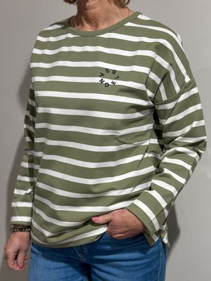 Sweatshirt - Elva - Green Leaf/Cloud White - Elbsand Sweatshirt - Elva - Green Leaf/Cloud White - Elbsand