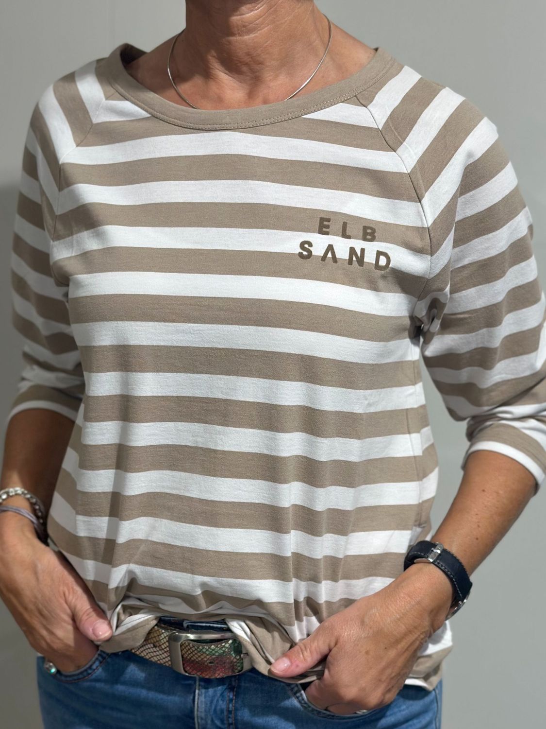 Shirt - Celin - Camel/Bright White Stripe - Elbsand Shirt - Celin - Camel/Bright White Stripe - Elbsand