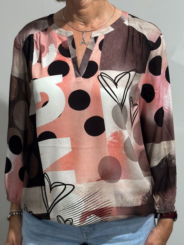 Bluse - braun/rosé gemustert - Rabe Bluse - braun/rosé gemustert - Rabe