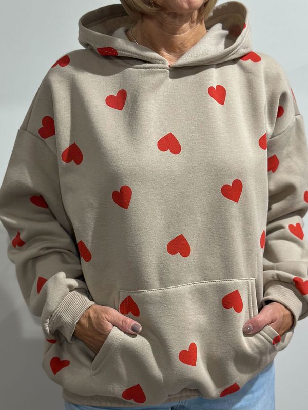 Hoodie - beige Herz - Zwillingsherz Hoodie - beige Herz - Zwillingsherz