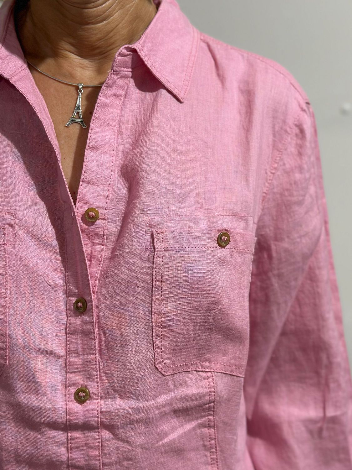 Leinenbluse - rosa - Lebek Leinenbluse - rosa - Lebek