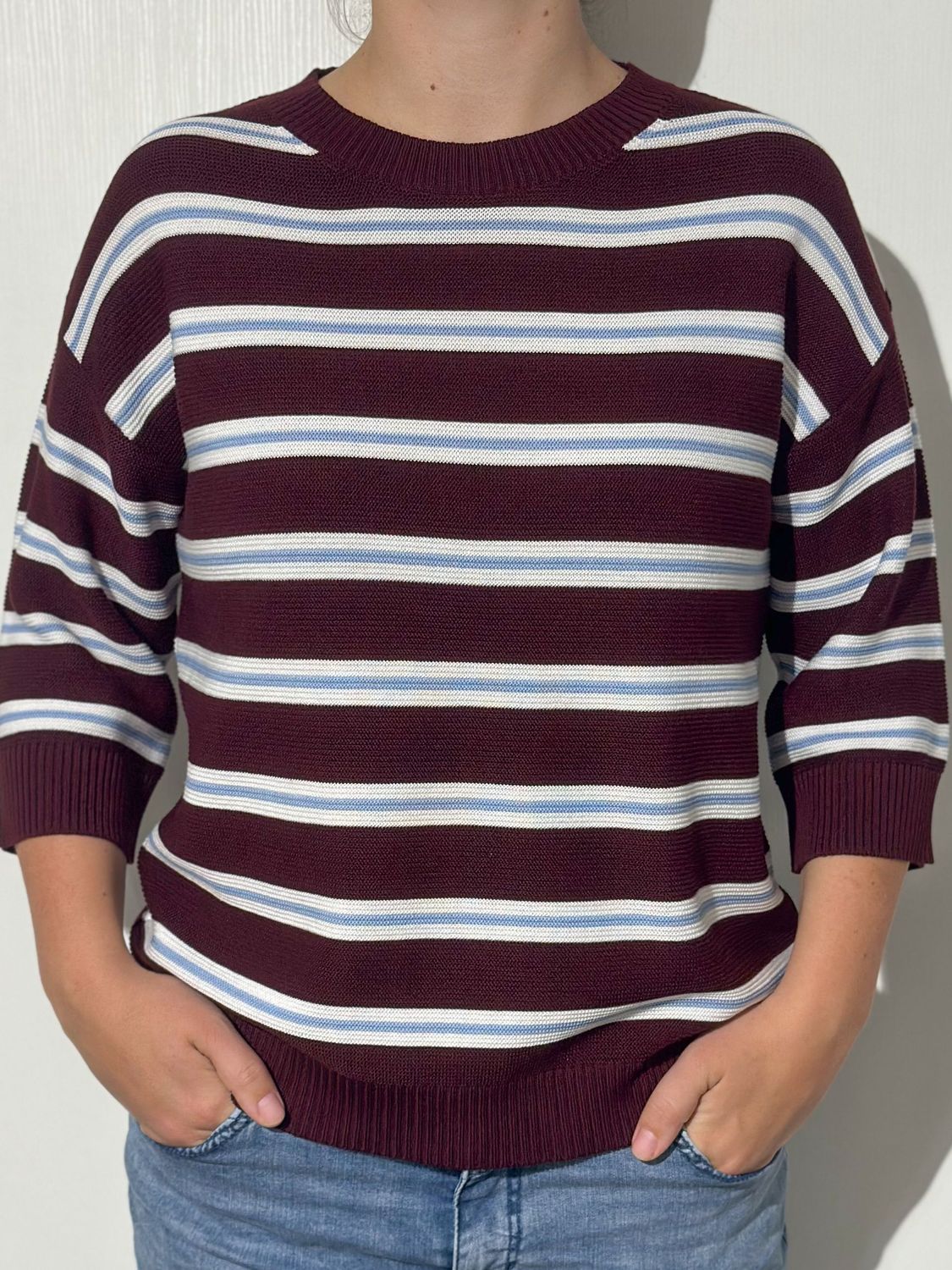 Pullover - bordeaux/hellblau/weiß - Rabe Pullover - bordeaux/hellblau/weiß - Rabe