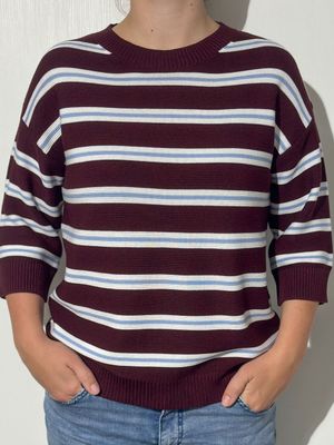 Pullover - bordeaux/hellblau/weiß - Rabe Pullover - bordeaux/hellblau/weiß - Rabe