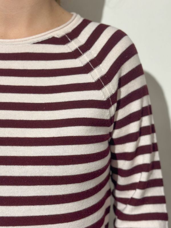 Pullover - bordeaux/creme gestreift - Rabe