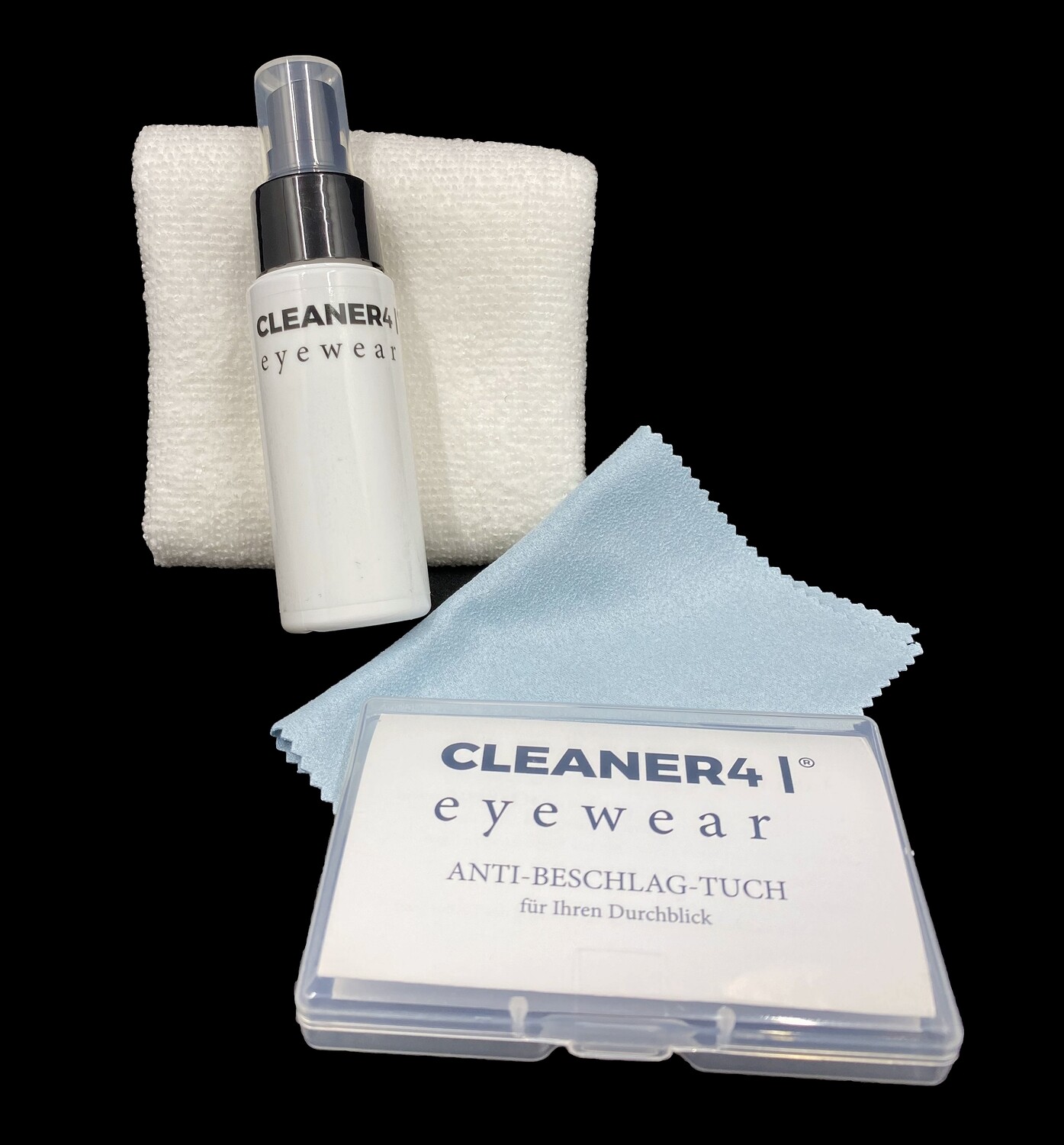 ANTI-BESCHLAG-TUCH und CLEANER4 | eyewear 50 ml Brillenreiniger mit Brillenputztuch