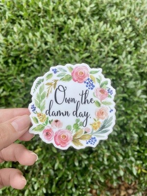 Own the damn day sticker