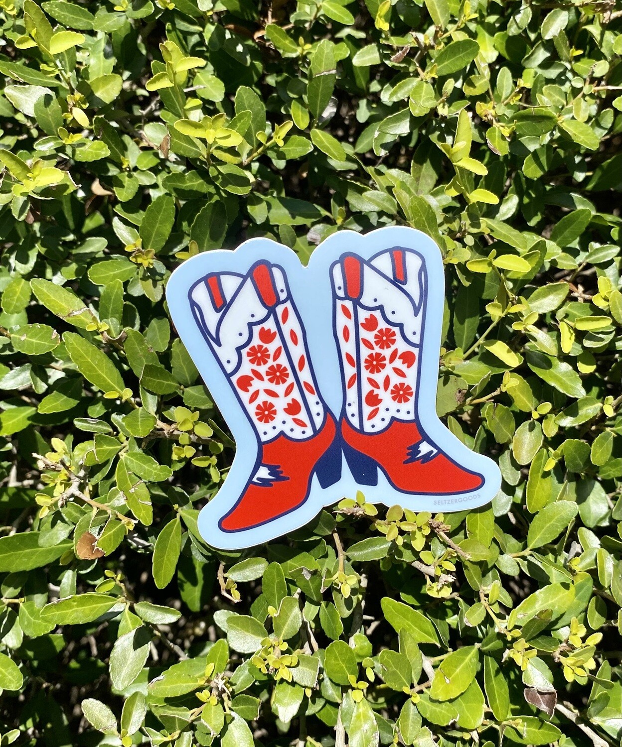 Red Floral Boots Sticker