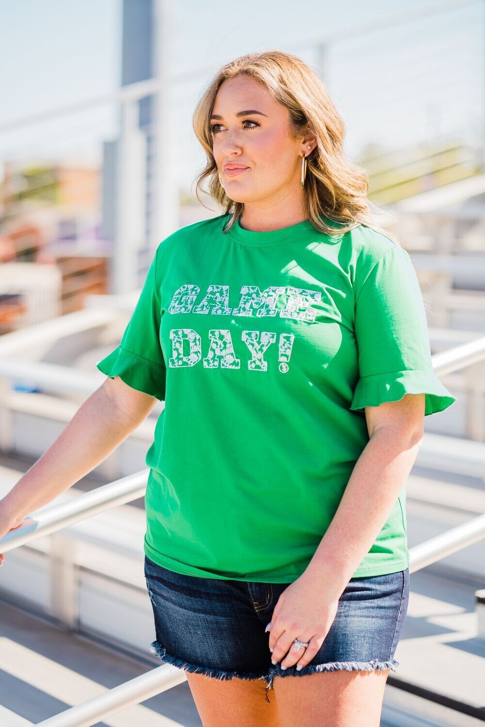 Layerz Game Day Green Embroidered T-shirt