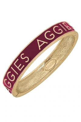 AM Aggies Maroon Hinged Bangle