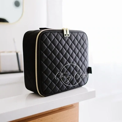 Mega Black Quilted MakeUp Case