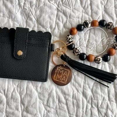 Mama Black Tassel Keychain Wallet