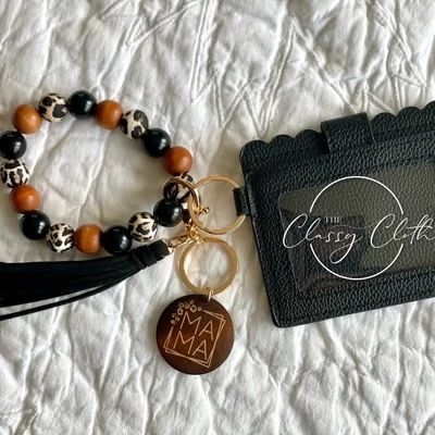 Mama Black Tassel Keychain Wallet