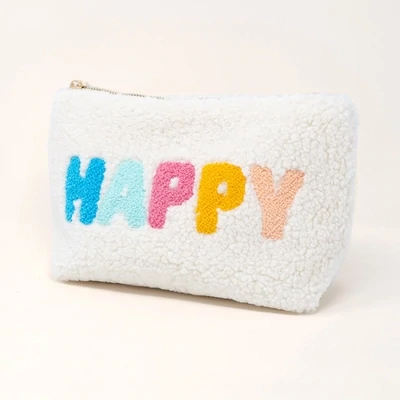 HAPPY Zippered Teddy Pouch
