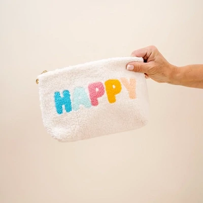 HAPPY Zippered Teddy Pouch