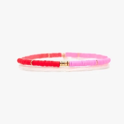 PuraVida Pink/Red Disc Stretch Bracelet Set