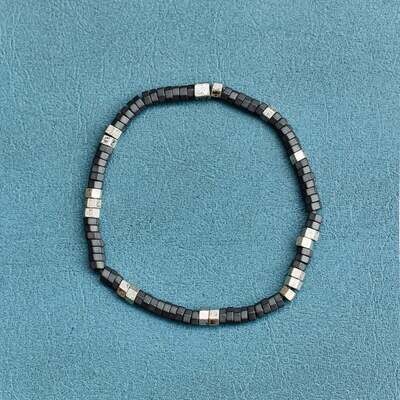 PuraVida Mens Faceted Pyrite Stretch Bracelet