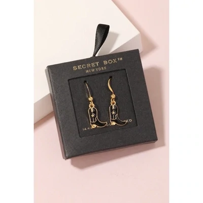Anarchy Street Black Cowboy Boot Earrings