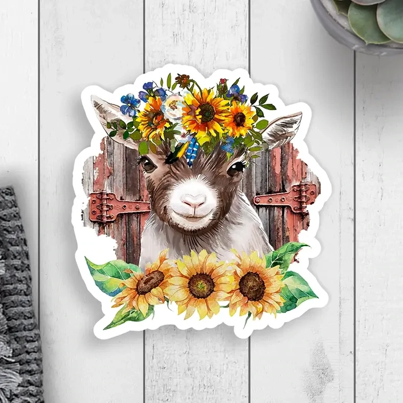Sunflower Goat Vinyl Sticker