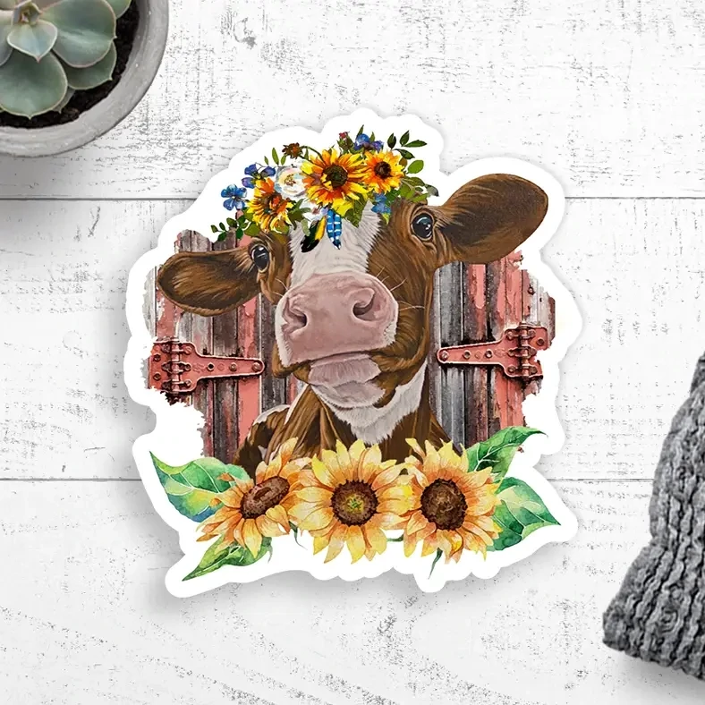 Sunflower Cow Sticker