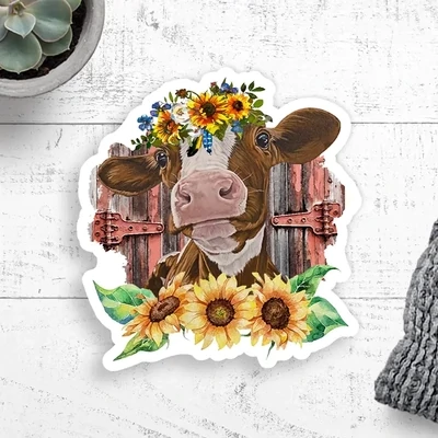 Sunflower Cow Sticker
