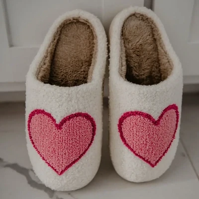 Katydid Pink/Red Heart Slippers