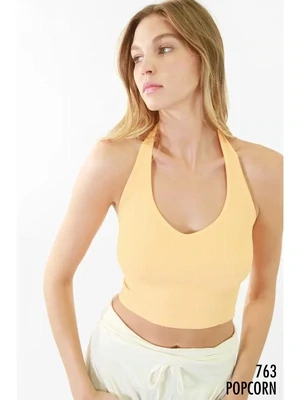 NB Popcorn Ribbed Halter Crop top