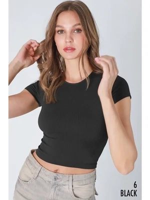 NB Black Ribbed Baby Tee