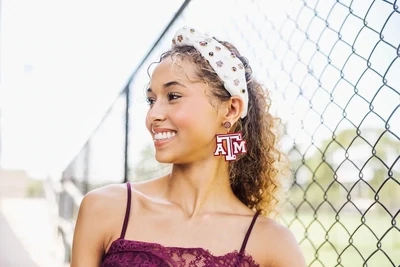 Brianna Cannon Texas A&amp;M White/Maroon Logo Earrings