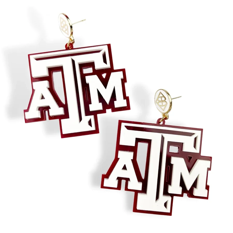 Brianna Cannon Texas A&amp;M White/Maroon Logo Earrings