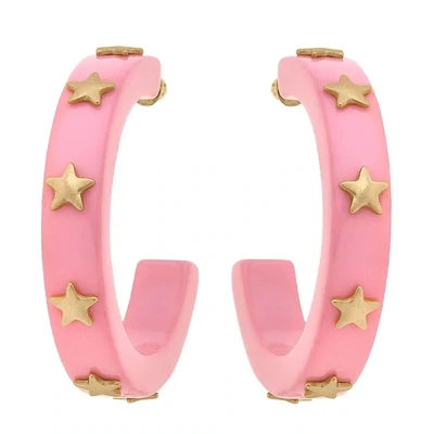 Pink Darla Star Hoop Earrings