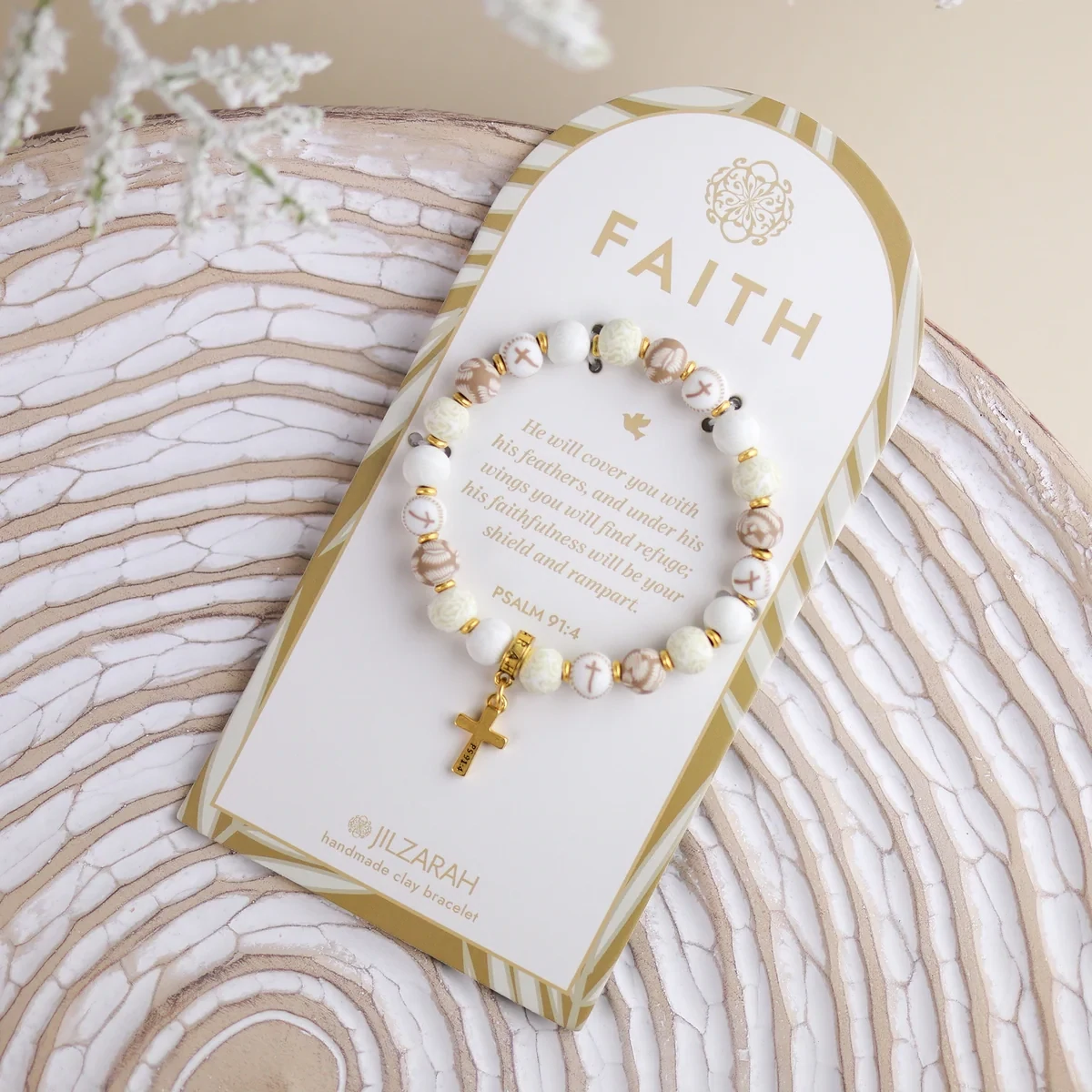 Jilzarah Faith Clay Bead Bracelet
