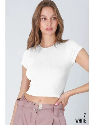 NB White Ribbed Baby Tee