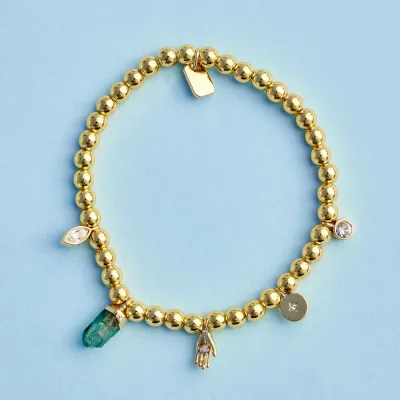 PV Mystics Mixed Charms Gold Stretch Bracelet