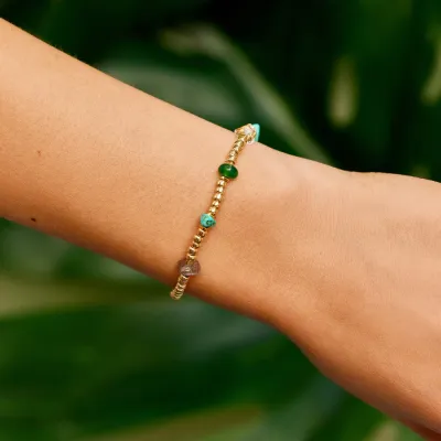 PuraVida Gold Bead &amp; Stone Stretch Bracelet