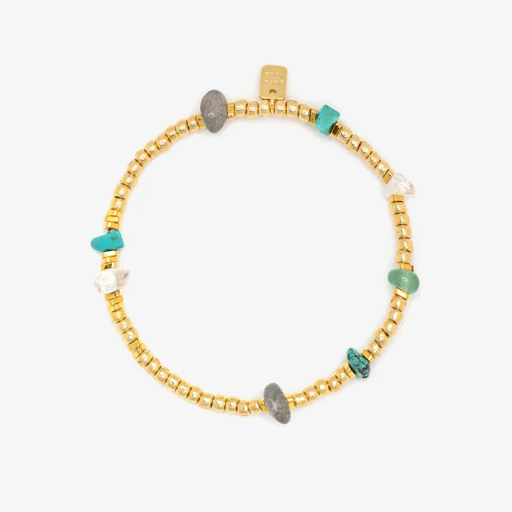 PuraVida Gold Bead &amp; Stone Stretch Bracelet