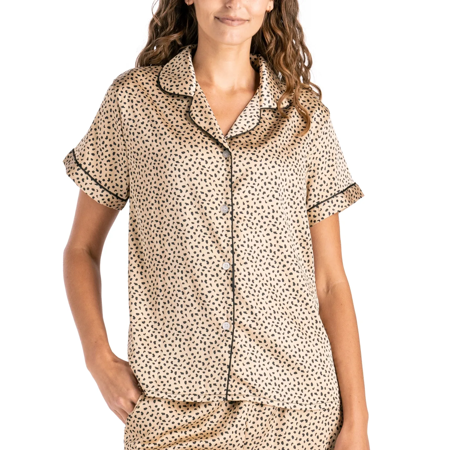 HelloMello Ooh La Leopard Satin Pajama Top