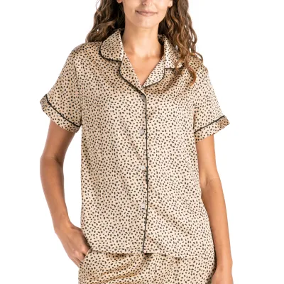 HelloMello Ooh La Leopard Satin Pajama Top