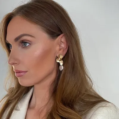 Kiley Gold Folded Flower Earrings